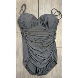 Magic Suit Gray One Piece Swimsuit Size 14 Runched Slimming